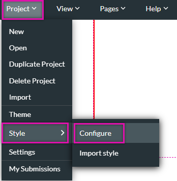 navigating to the project style configuration 