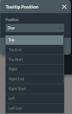 choosing the tooltip position from the provided dropdown