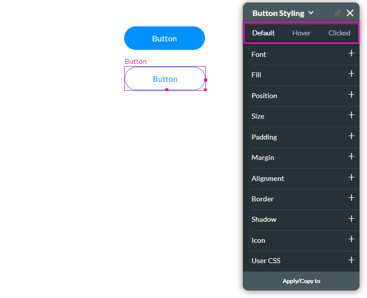 button styling state options 