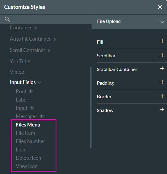 files styling options 