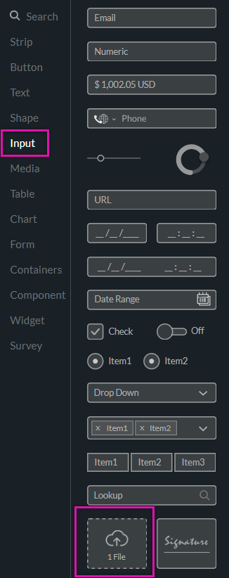 input tab 