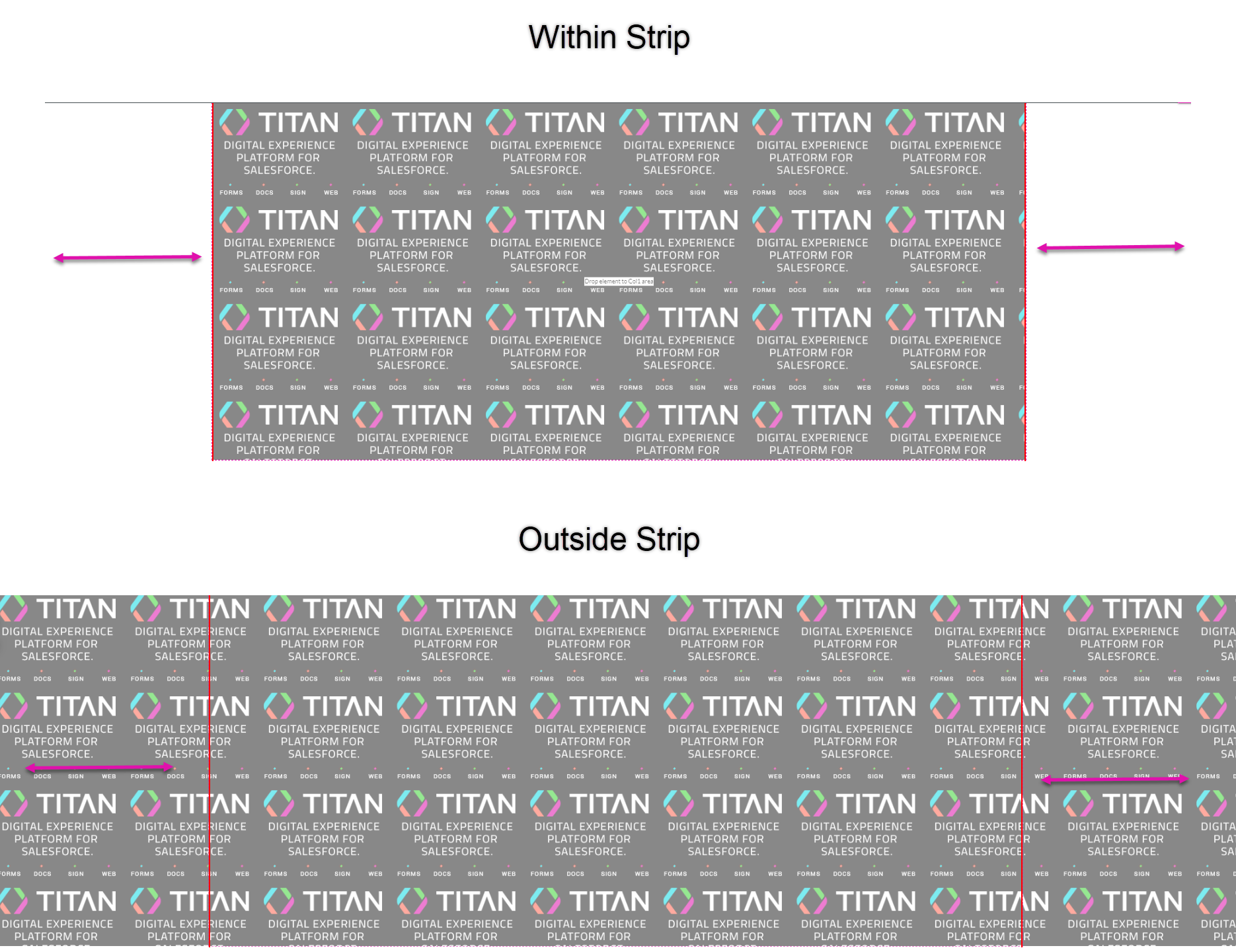 screen showing how the strip fills with spread mode disabled and enabled 