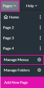 pages drop-down > manage menus 