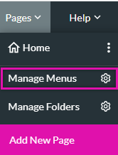 pages dropdown > manage menus 