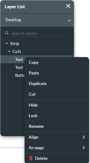 layer list > sub menu 