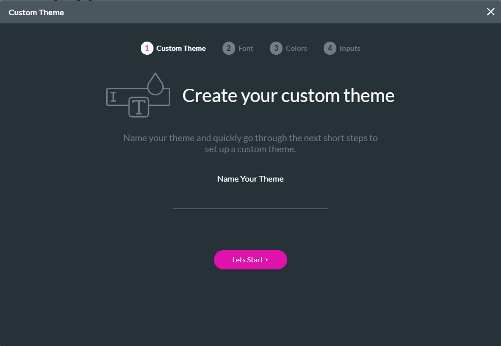 custom theme window > give your theme a name 