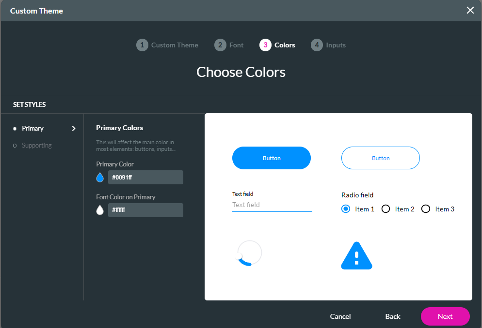 custom theme choose color step 