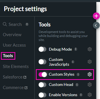 project settings > tools > custom styles 