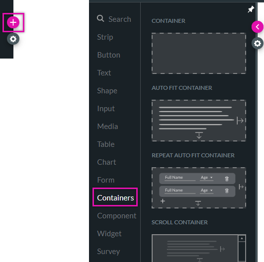 where to find the container elements 