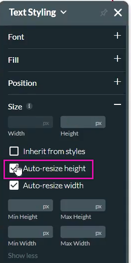 text styling > auto resize height 