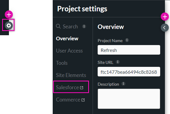 project settings > salesforce tab 