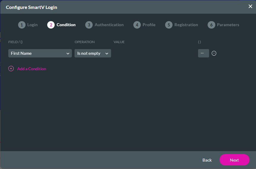 configure smartv conditions step 