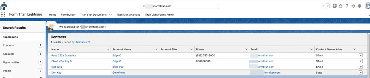 multiple search results for an email address in salesforce 