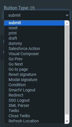 screenshot showing how the button type was configured in Forms 1.0