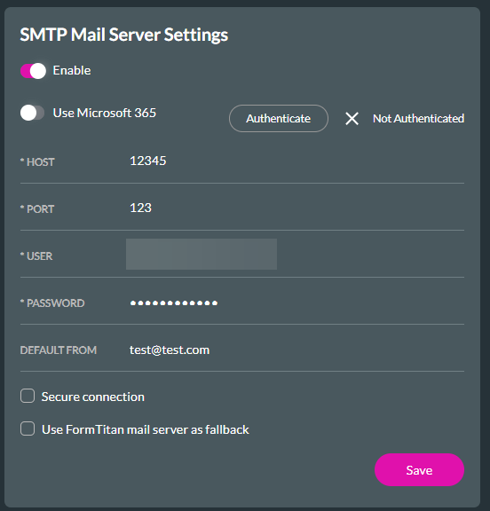 configuring SMTP server settings 