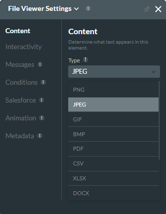 screenshot showing the file viewer settings menu with the file type options expanded