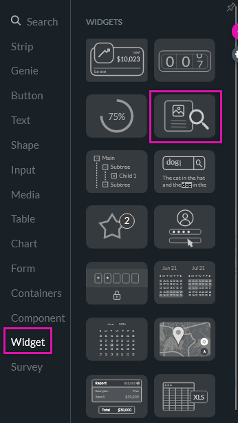 screenshot showing where to find the file viewer in the widgets menu 