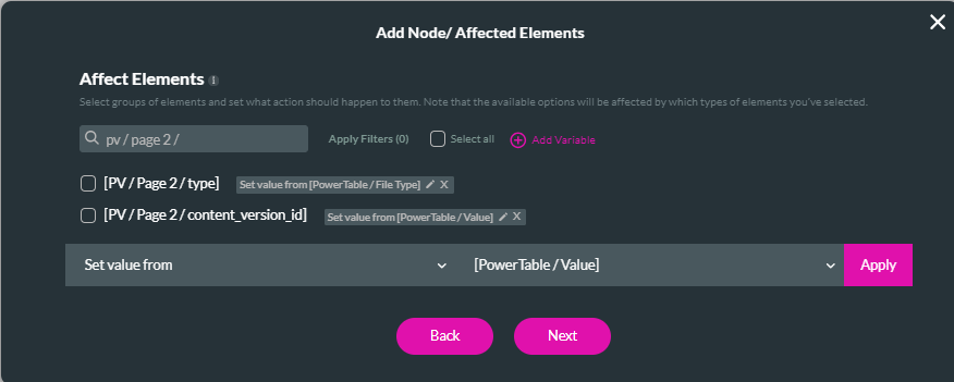 screenshot of the two variables with set value from configuration 