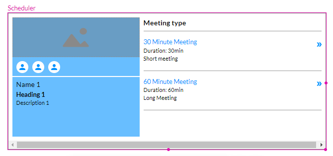 screenshot showing how the scheduler displays configured meetings 