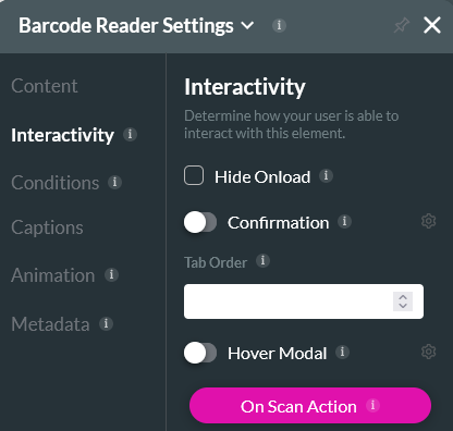 screenshot showing how to navigate to the on scan action button