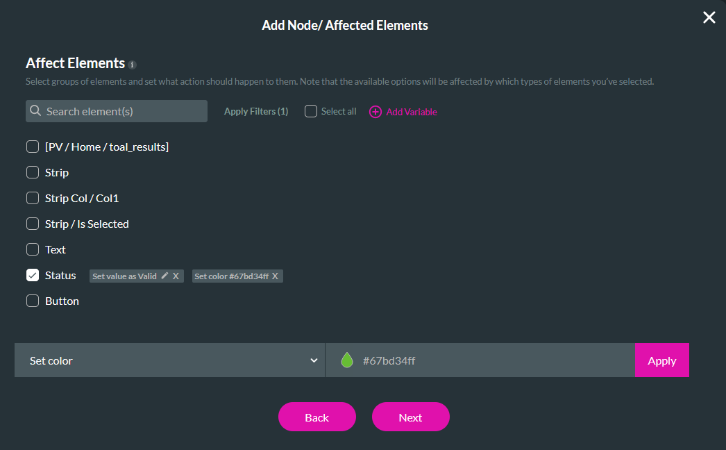 affected element config 