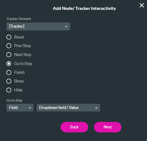 Screenshot showing how to affected the tracker element 