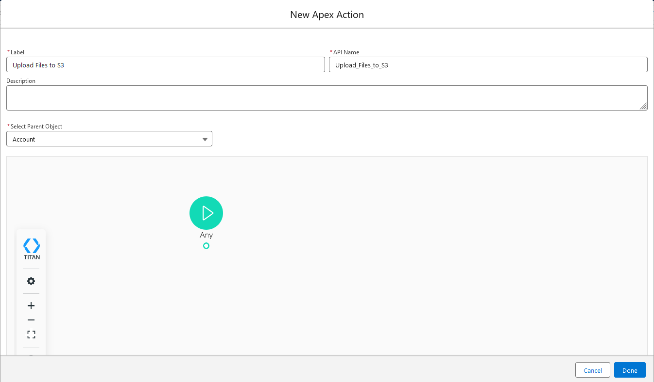 new apex action configuration 