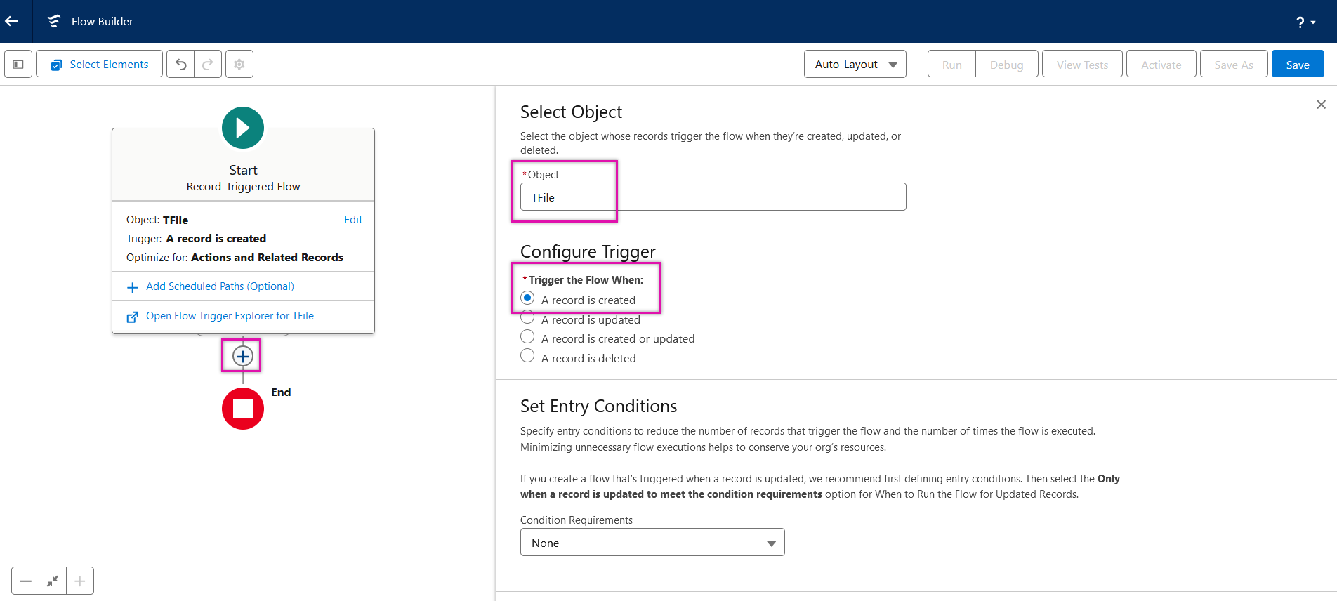 flow configuration window 