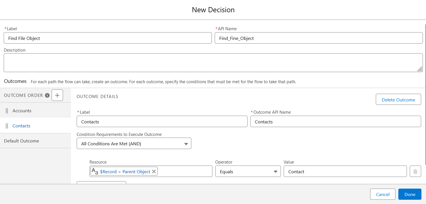 New decision configuration 