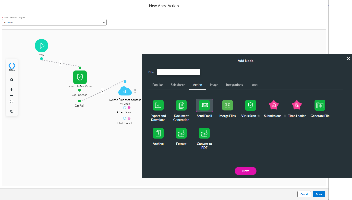 add chose email node 