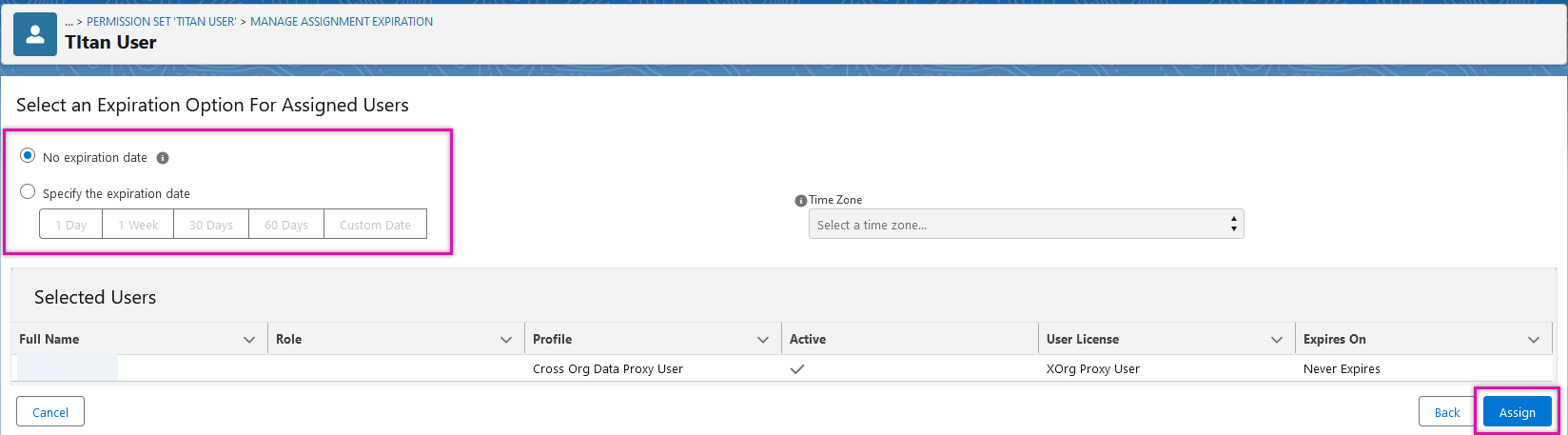 Configure expiration dates for user access 