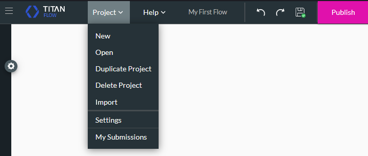 Project dropdown for Titan Flow 