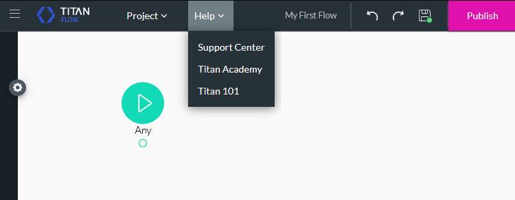 Help dropdown in Titan flow 