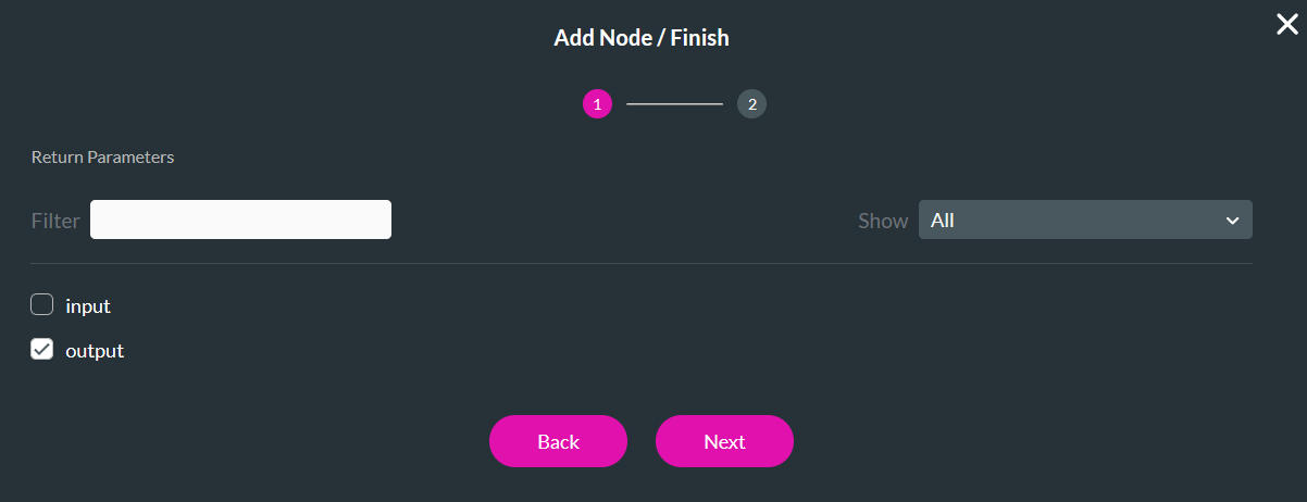 Screenshot of the finish node configuration 