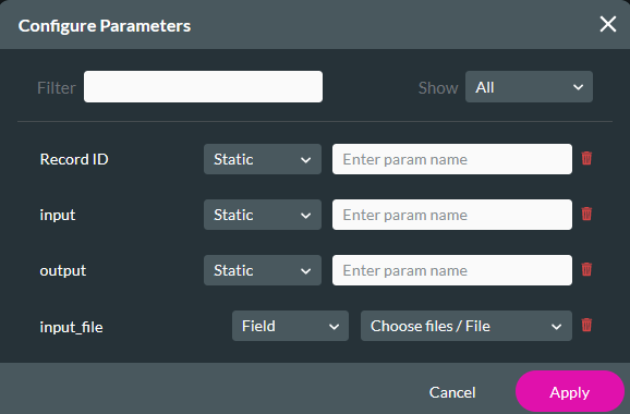 configure parameter window 