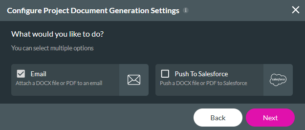 configure project document generation settings 