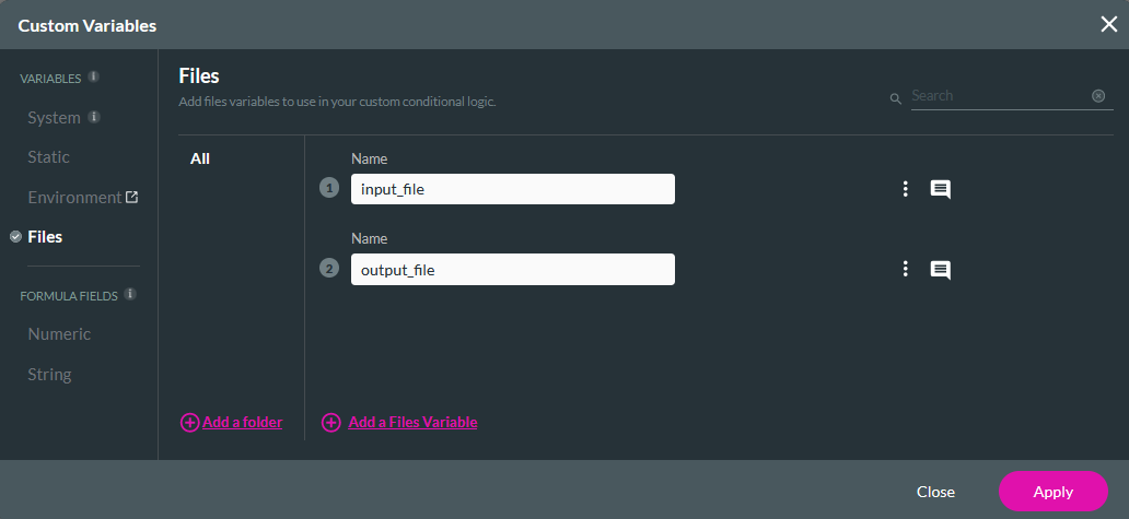 configured file variables 