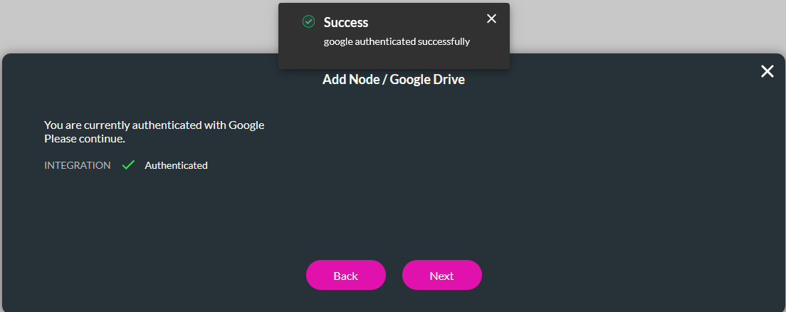 Success message indicating authentication status 