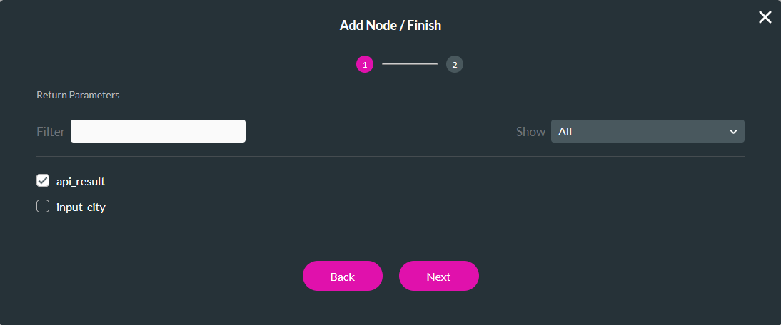 Configuring the finish node 