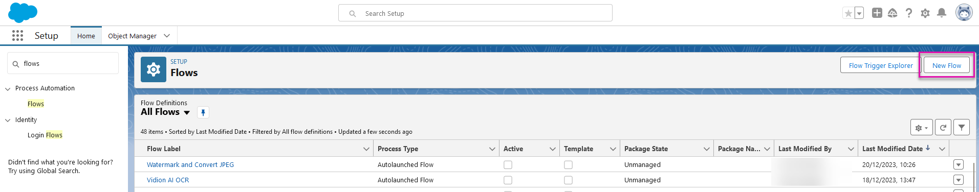 Create a new Salesforce flow 