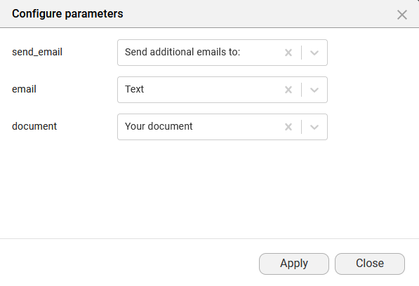 configure parameters window 