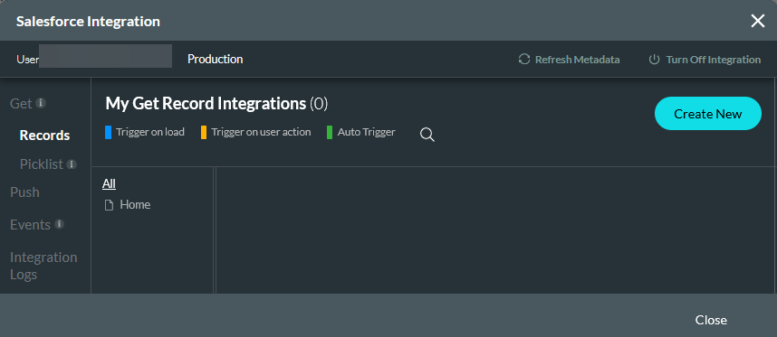 Salesforce Integration window 