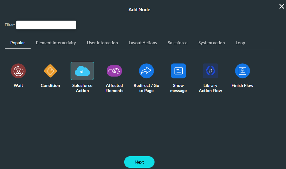 Salesforce Action node 