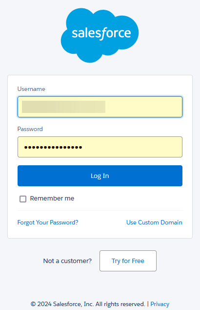 salesforce login screen 