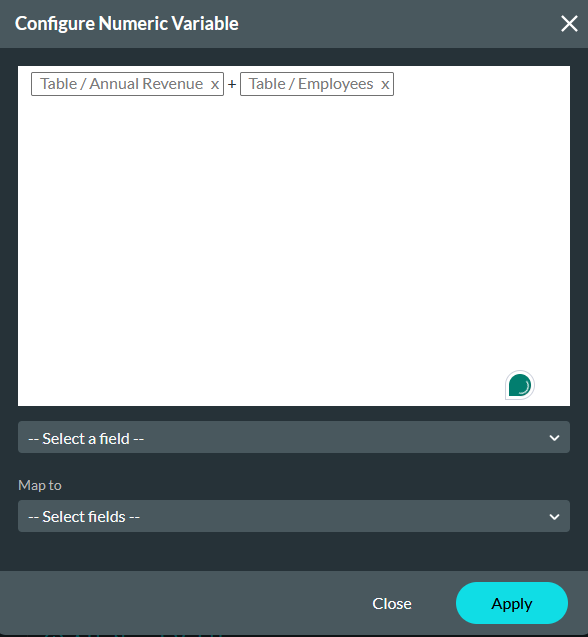 Configure numeric variable window 