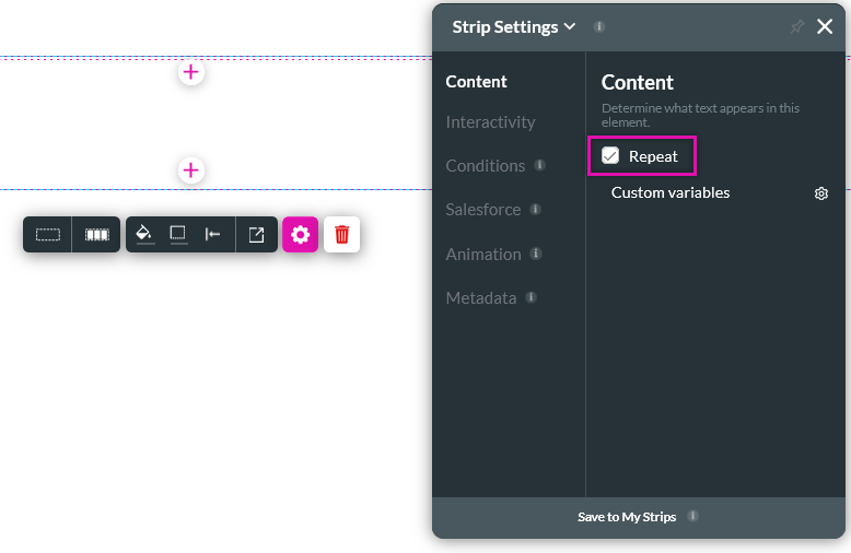 Enabling a repeat strip 