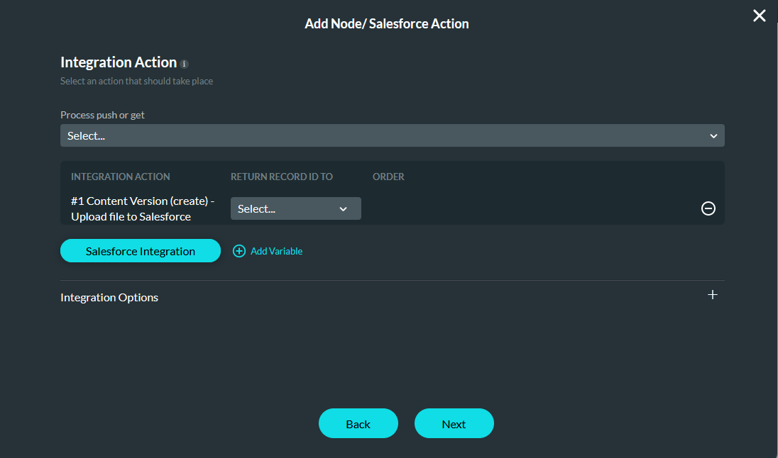 Chosen Salesforce action 