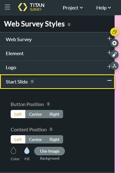 Start slide styling 