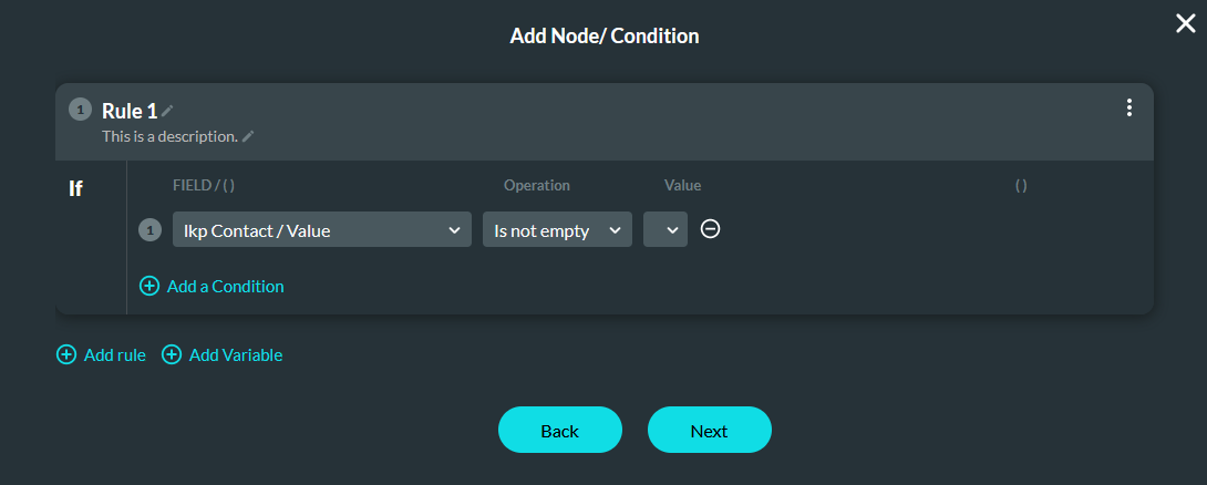 Rule 1 condition configuration 