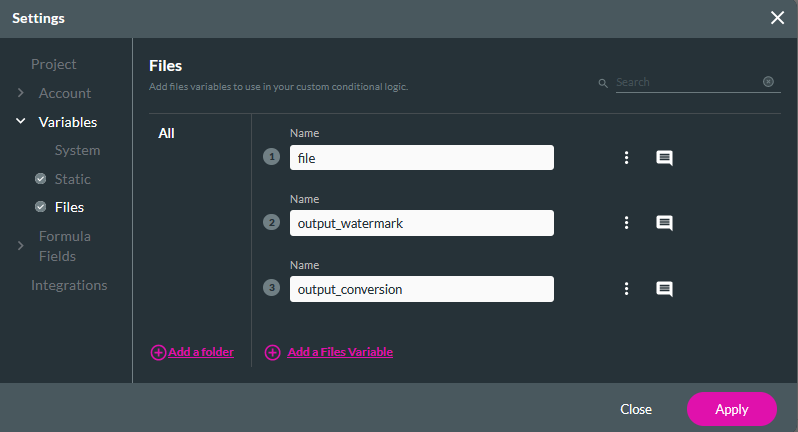 configuring two new variables 